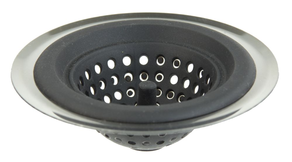 24 Wholesale Home Basics Silicone Sink Strainer with Stainless Steel Rim, Silver