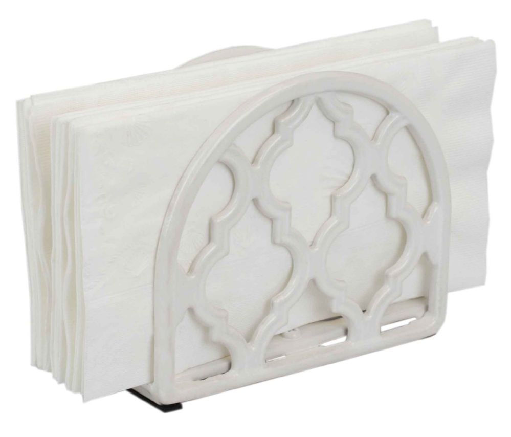 6 Wholesale Home Basics Lattice Collection Cast Iron Napkin Holder, White