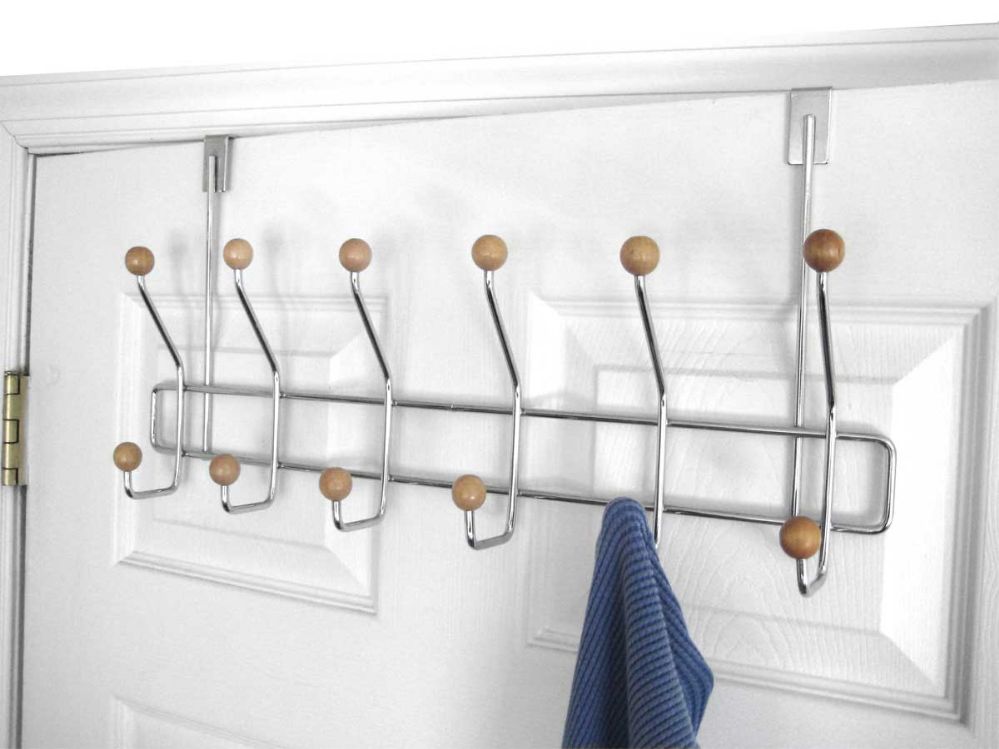 12 Wholesale Home Basics Chrome Plated Steel Over the Door 6-Hook Hanging Rack