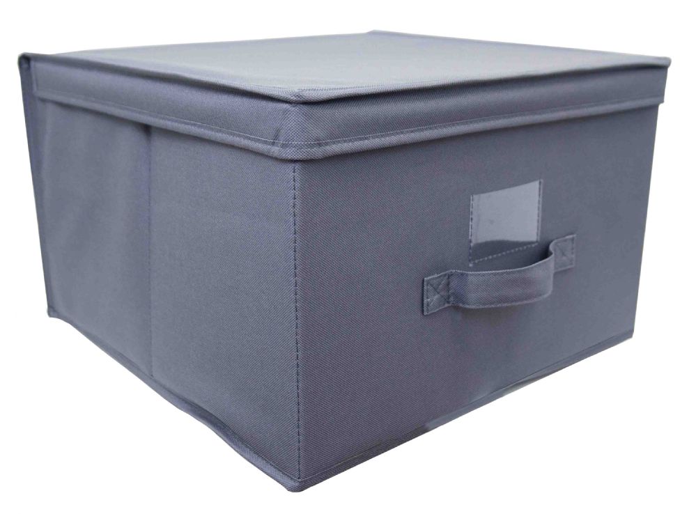 12 Wholesale Home Basics 600d Polyester Jumbo Storage Box, Grey - at ...