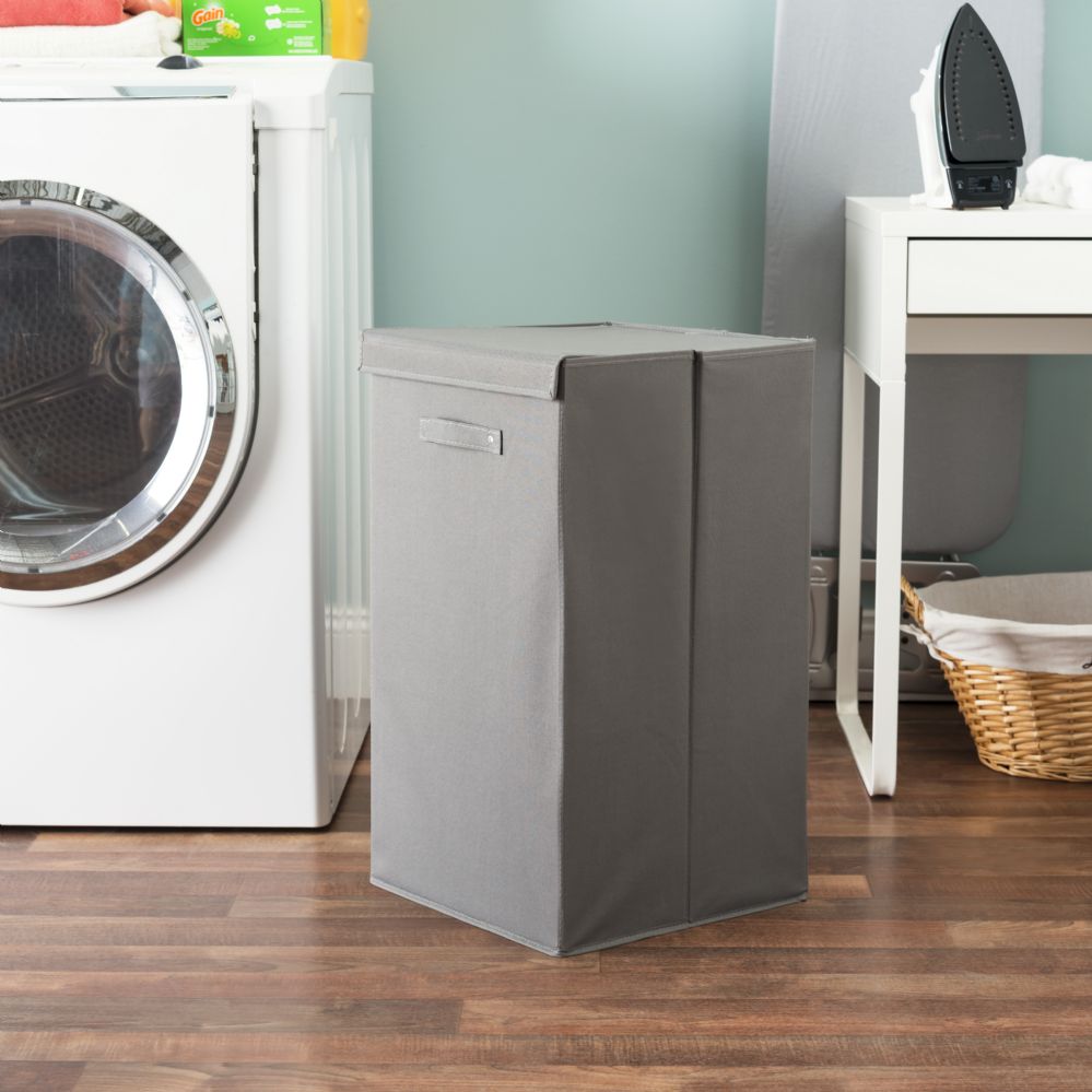 12 Wholesale Home Basics 600d Polyester Laundry Hamper, Grey - at ...