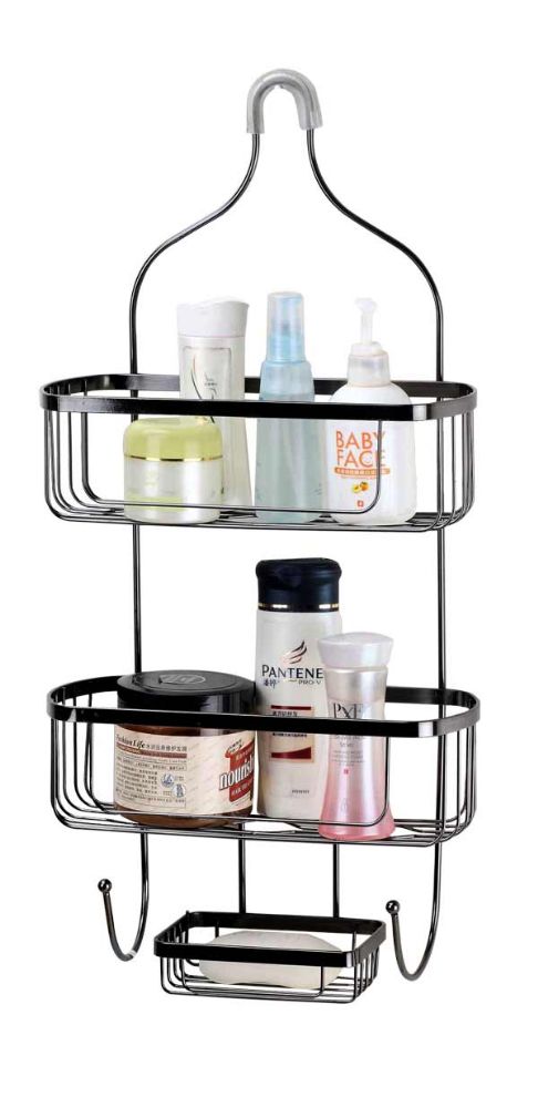 Home Basics Large Plastic Bath Caddy with Suction Cups, Clear