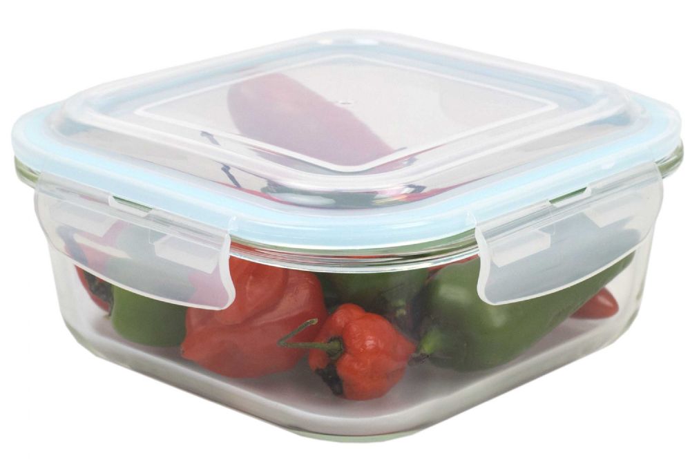 12 Pieces Home Basics 40 Oz. Square Glass Food Storage Container With