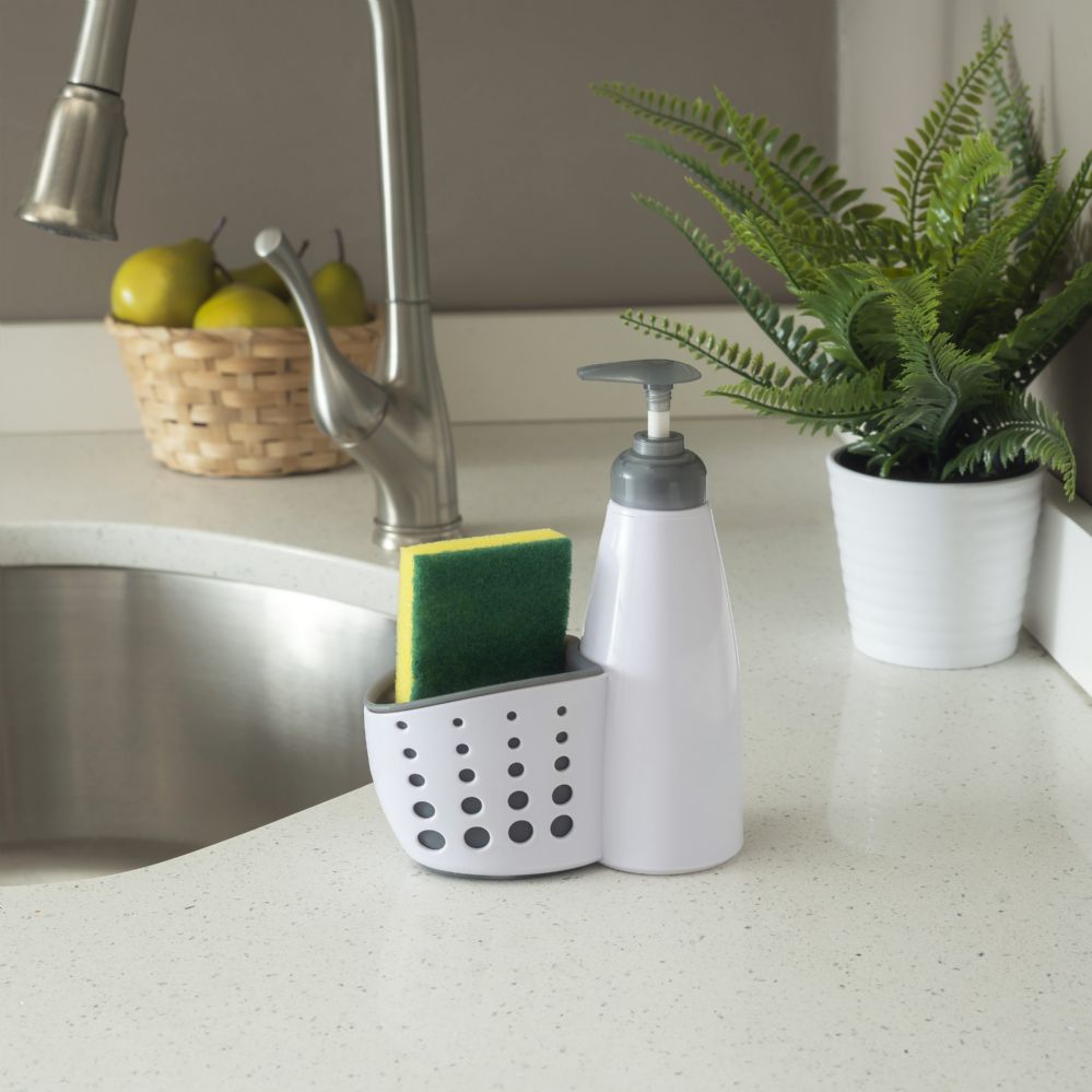 24 Wholesale Home Basics Soap Dispensing Plastic Dish Brush With