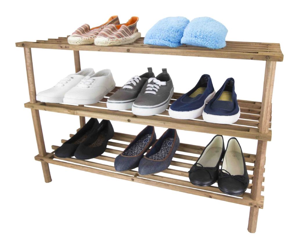 Home Basics 3 Tier Wooden Shoe Rack