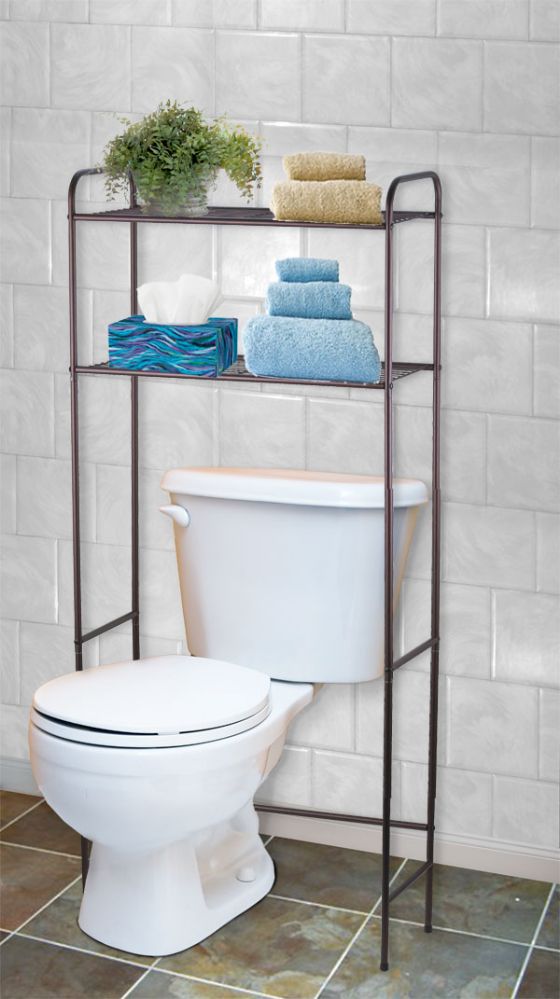 Home Basics 2 Shelf Bathroom Space Saver, Bronze
