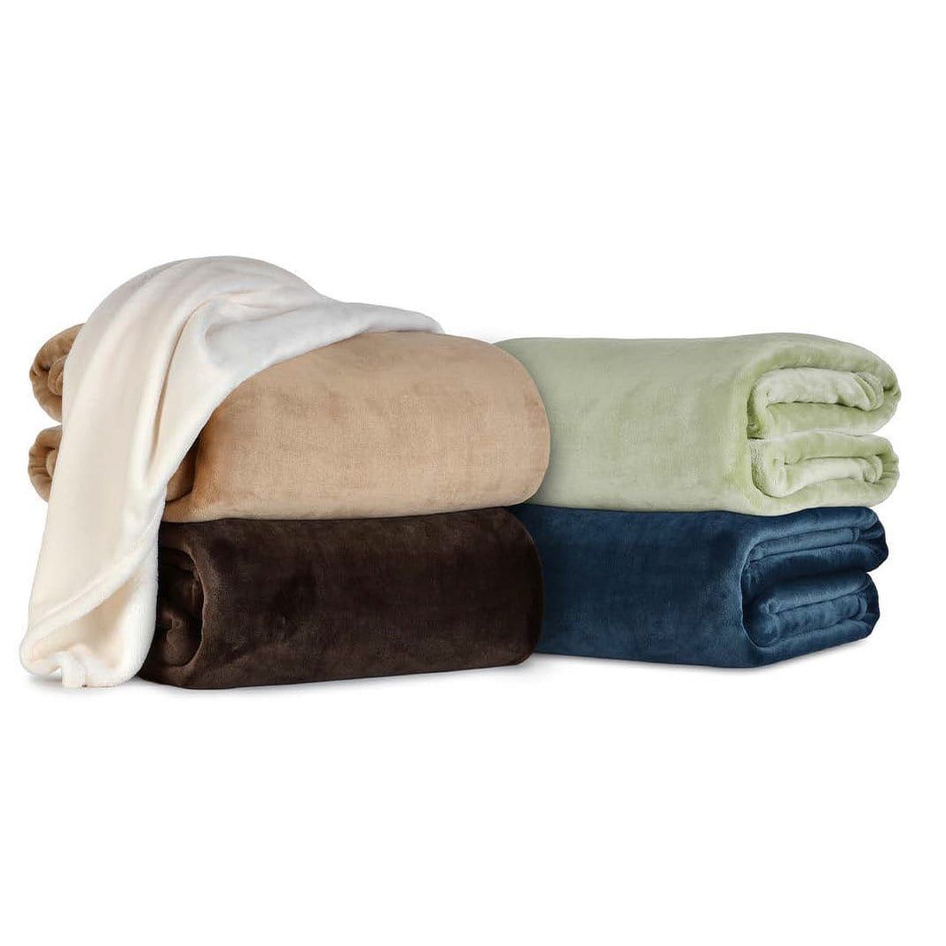 4 Pieces Velvetloft Blanket In Full Queen Size Tea Color - Fleece & Sherpa Blankets