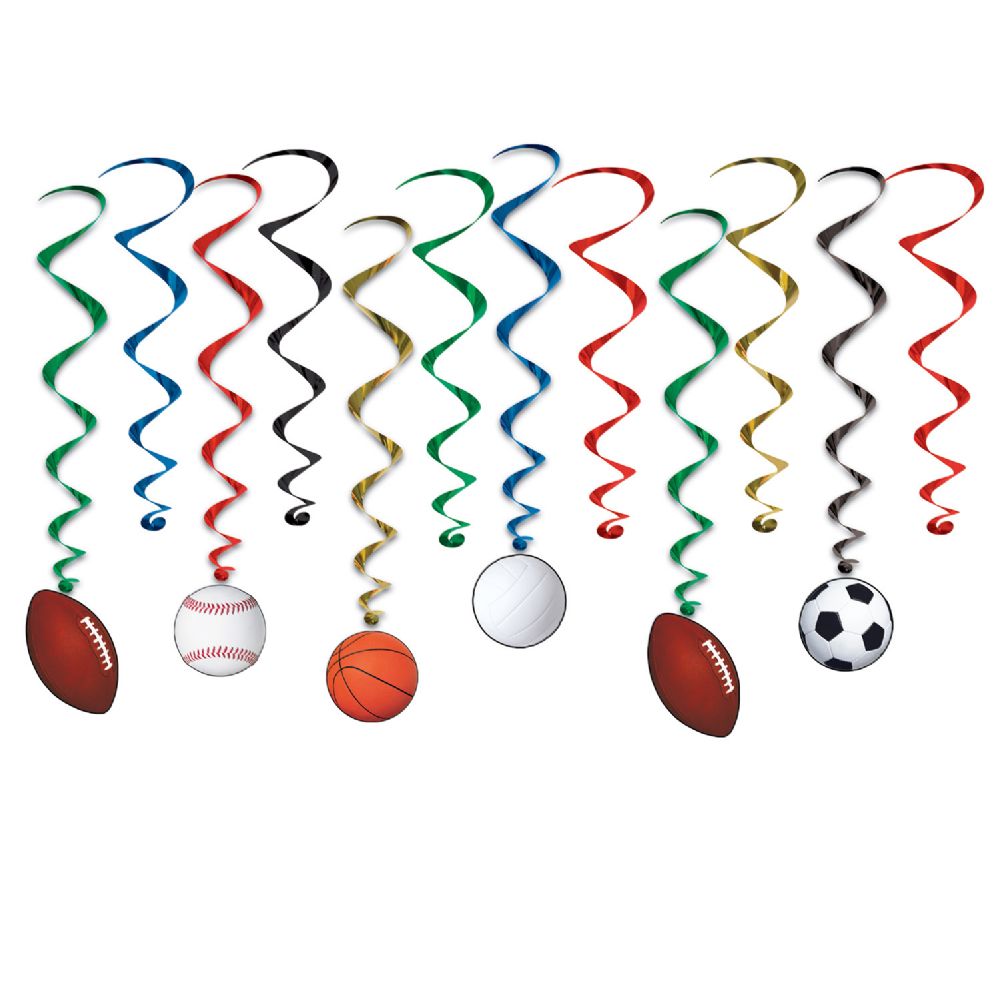 6 Pieces Sports Whirls - Hanging Decorations & Cut Out