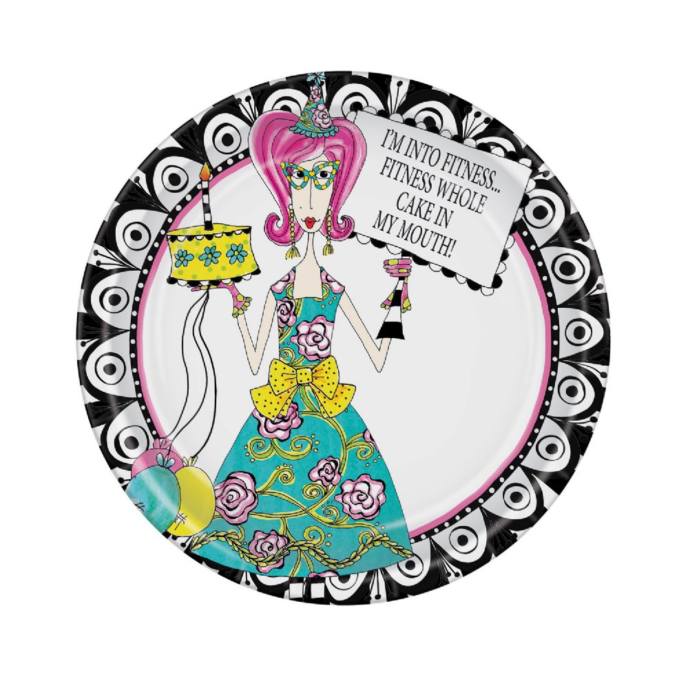 12 Pieces Dolly Mama's Adult Celebration Plates - Party Accessory Sets