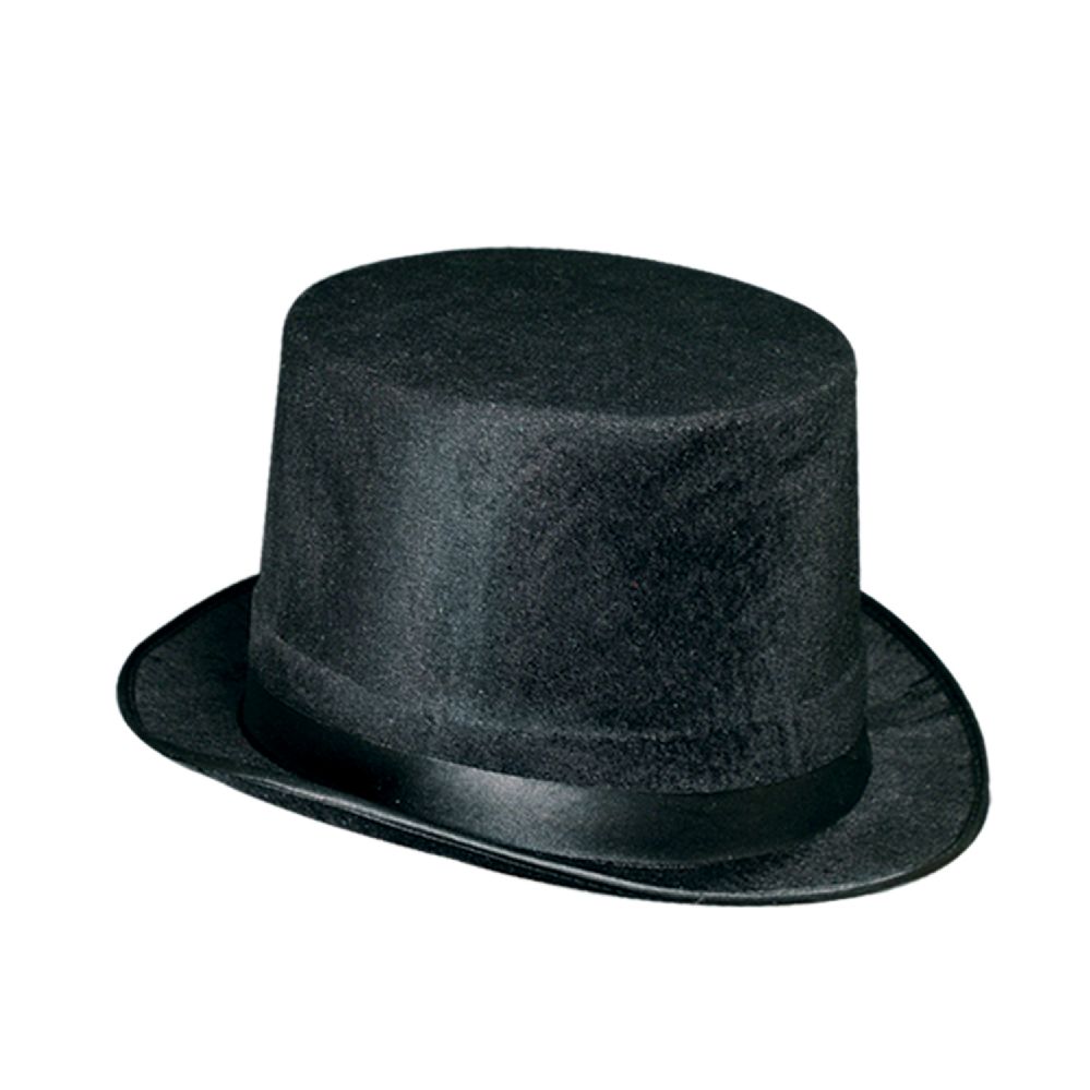 12 Wholesale VeL-Felt Top Hat Black; One Size Fits Most