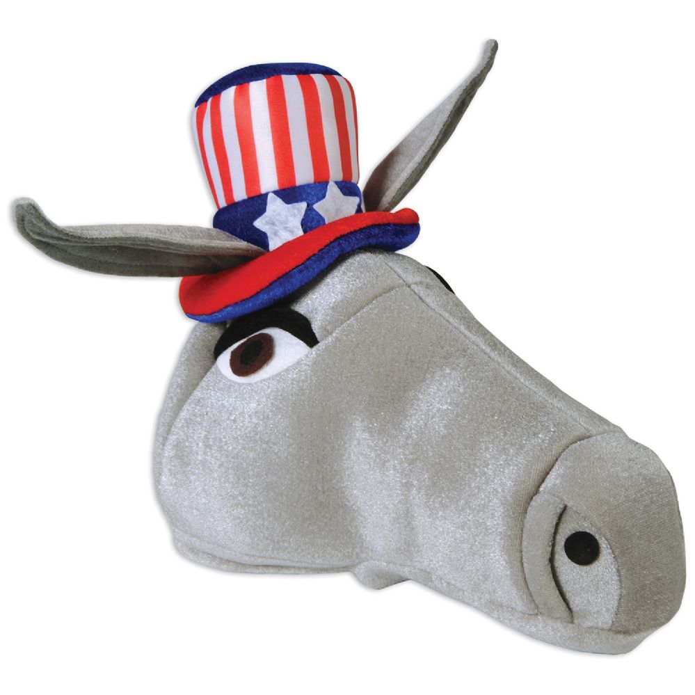 6 Wholesale Plush Patriotic Donkey Hat