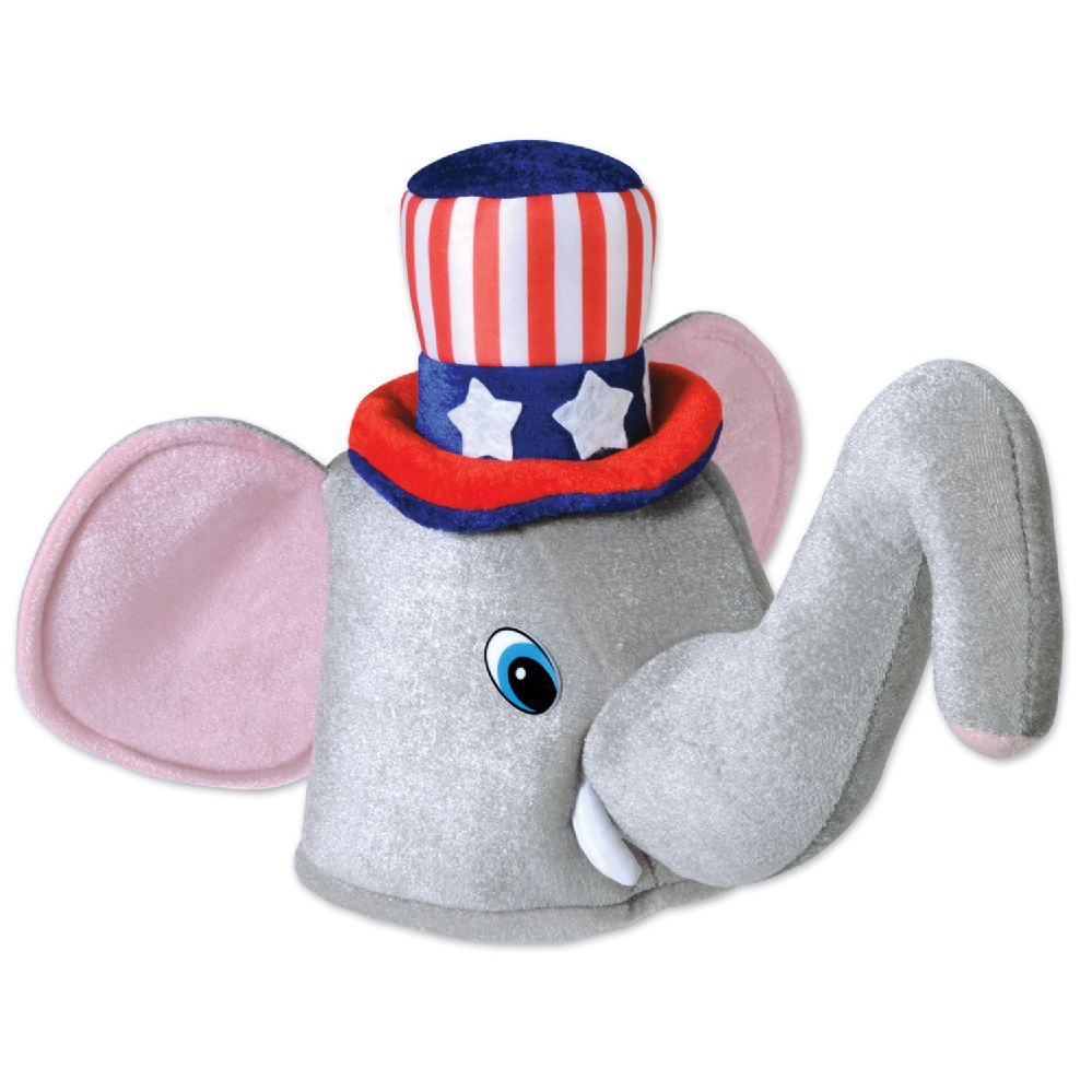 6 Wholesale Plush Patriotic Elephant Hat One Size Fits Most