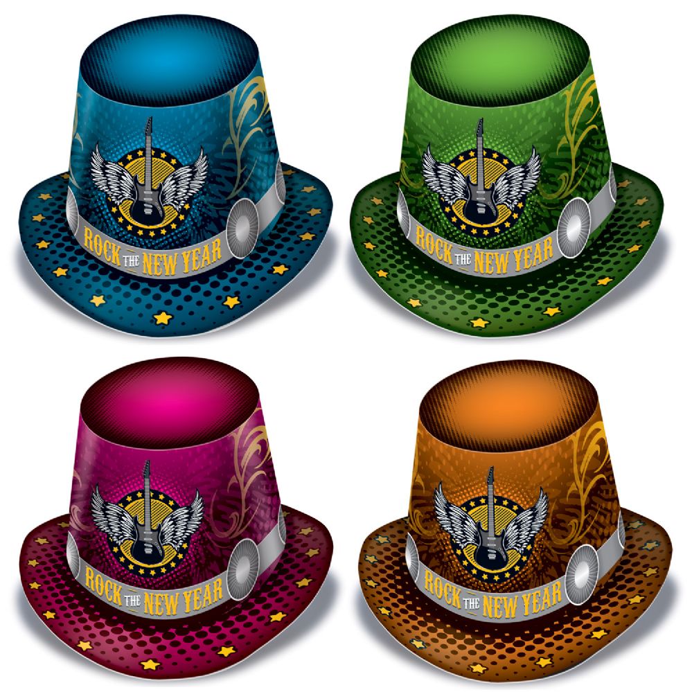25 Wholesale Rock The New Year HI-Hats Asstd Colors; One Size Fits Most