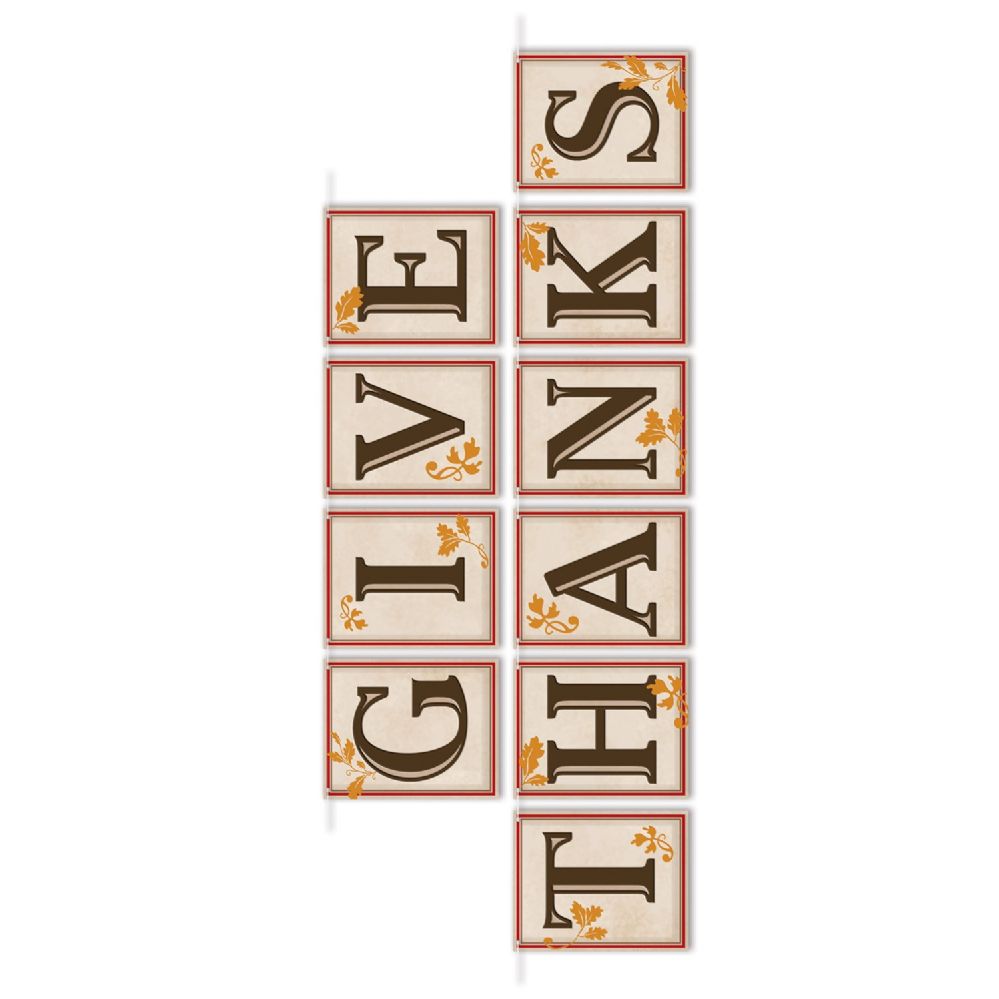 12 Pieces Give Thanks Streamer - Party Banners