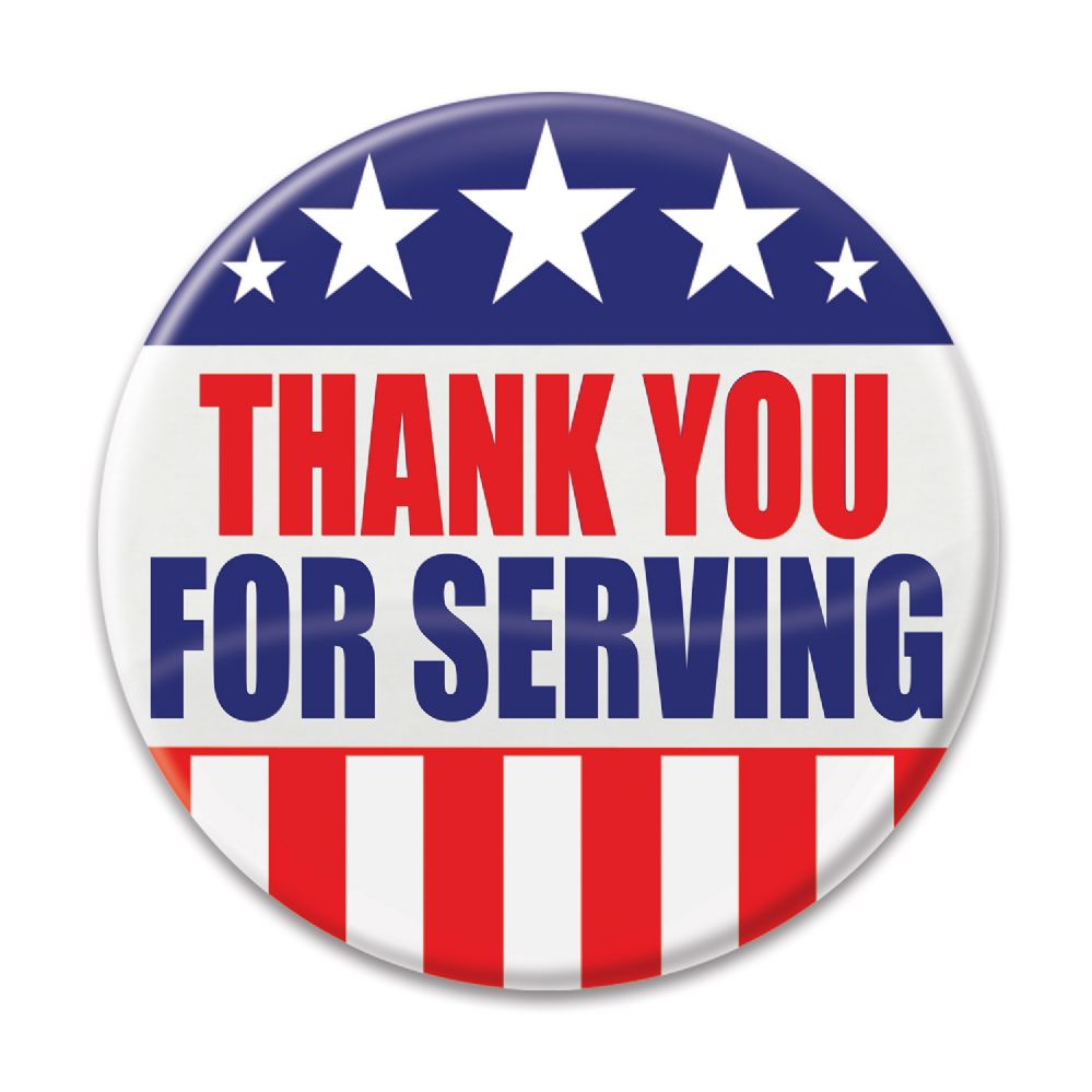 6 Wholesale Thank You For Serving Button