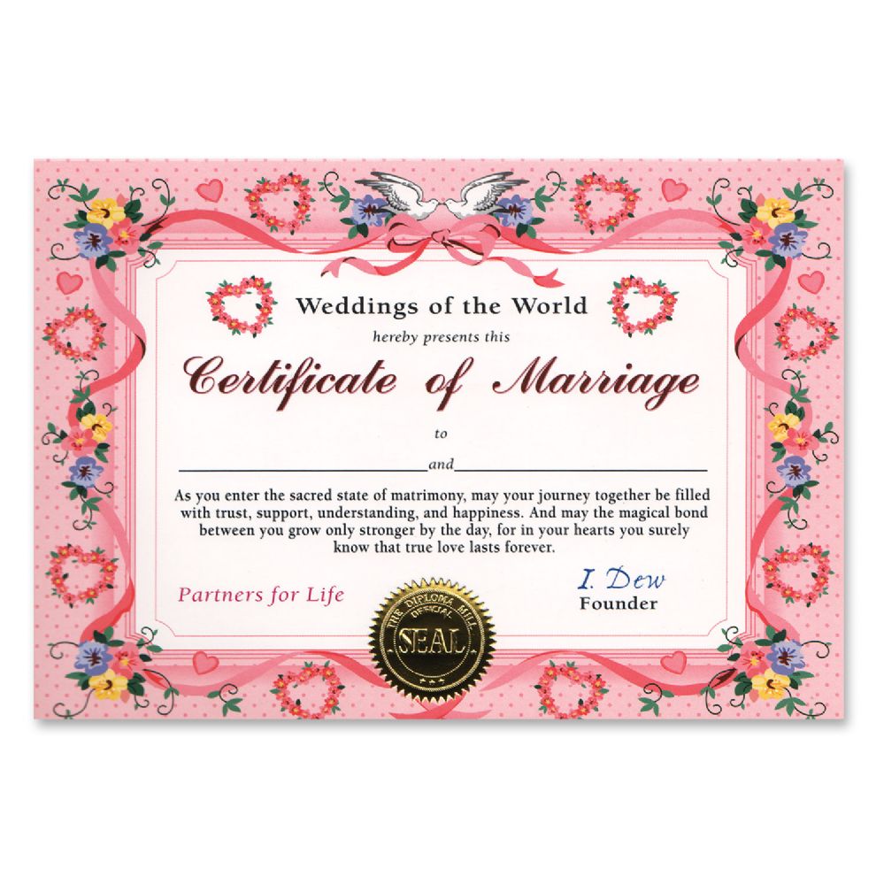 6 Pieces Certificate Of Marriage - Party Paper Goods
