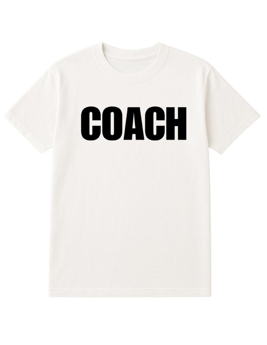 White Coach T-Shirt Size L, Cotton Blend Printed In Usa For Sports, Teams & Athletic Staff