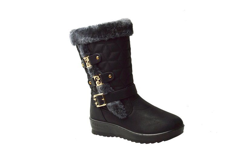 12 Bulk Women's Boots With Fur Lining Comfortable Xc Run Left Color Black Size 6-11
