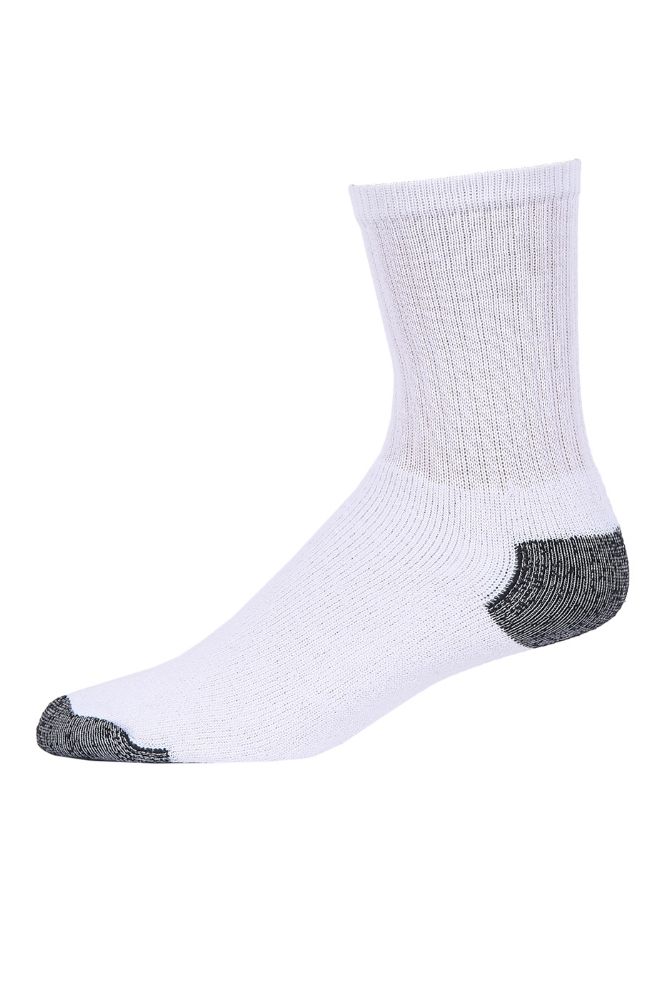 120 Pairs of Women's Crew Sport Sock In White With Black Heel & Toe Size 9-11