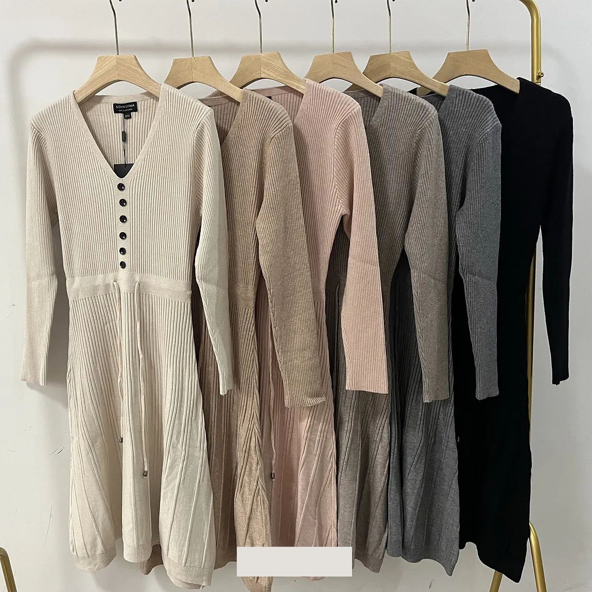 24 Pieces of Women's Knitted Sweater Dress Button Design L-XL