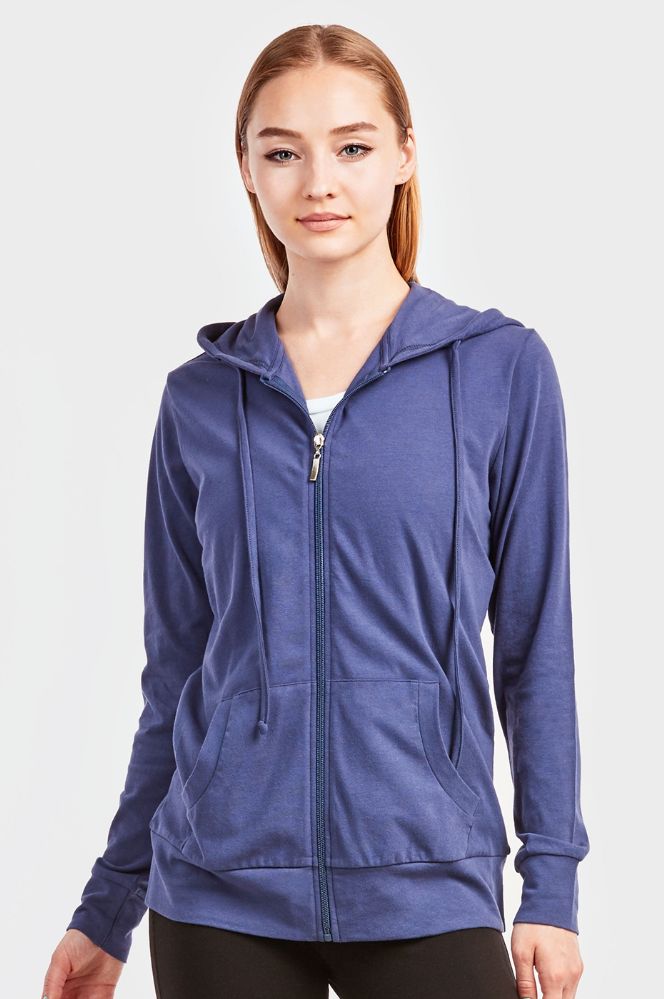 12 Wholesale Women's Lightweight Zip Up Hoodie Jacket Denim Size M - at ...