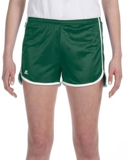 36 Wholesale Women's Russell Athletic Active Shorts In Dark Green And White,size Xlarge