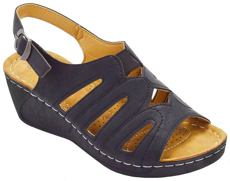 12 of Women's Sandals Wide Flat Platform Sandals Strap Fashion Summer Open Toe Color Black Size 7-11