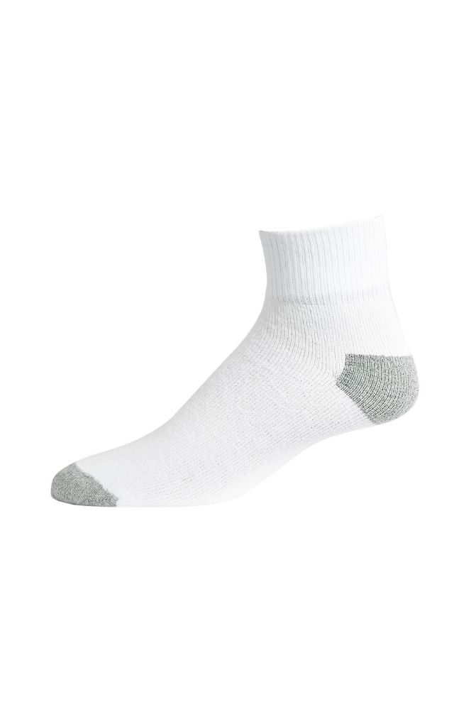 120 Bulk Women's Sport Quarter Ankle Sock In White With Grey Heel & Toe Size 9-11