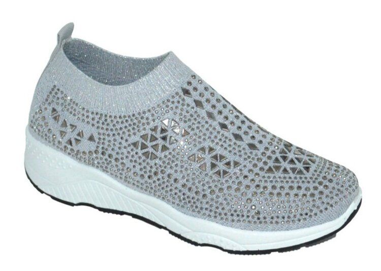 12 Wholesale Women Sneakers Grey Size 7 - 11 Assorted