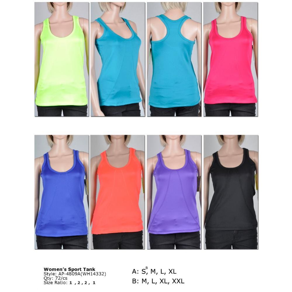 72 Pieces of Womens Fashion Sports Tank Assorted Colors And Sizes M-Xxl