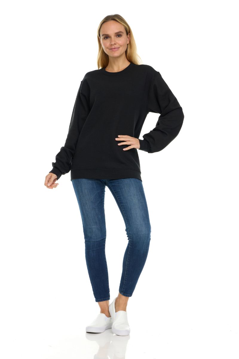 36 Pieces Womens Over Sized Crew Neck Sweat Shirt Black Size XL - Women's Hoodies And Sweatshirts