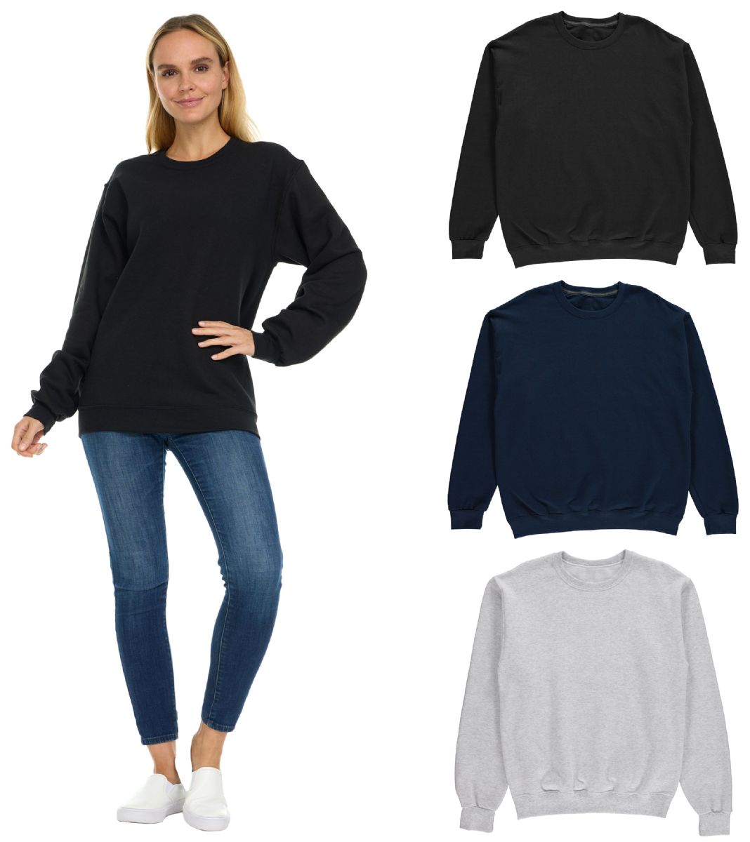 36 Pieces Womens Over Sized Crew Neck Sweat Shirt Assorted Size M - Women's Hoodies And Sweatshirts