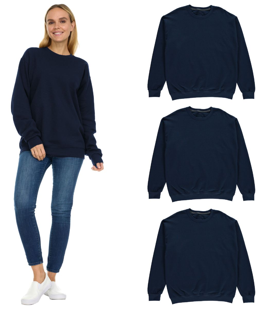 36 Pieces Womens Over Sized Crew Neck Sweat Shirt Navy 4XL - Women's Hoodies And Sweatshirts