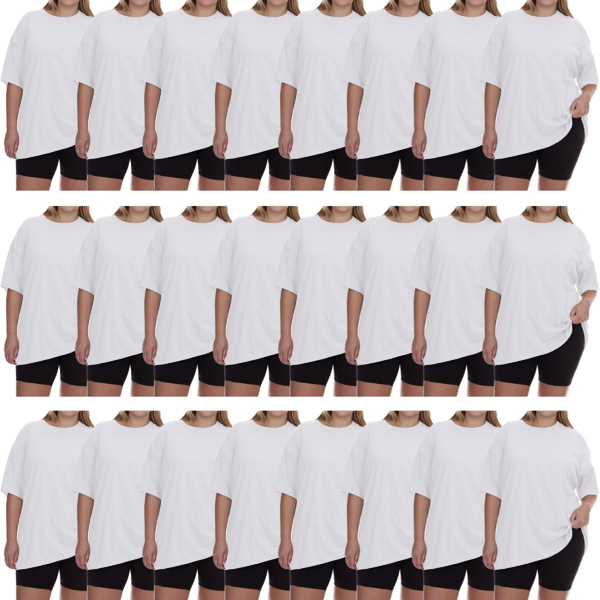 24 Pieces of Womens Oversized Cotton Short Sleeve In White Size 4xlarge