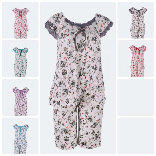 48 Wholesale Womens Pajamas Set Assorted Colors - Size Assorted