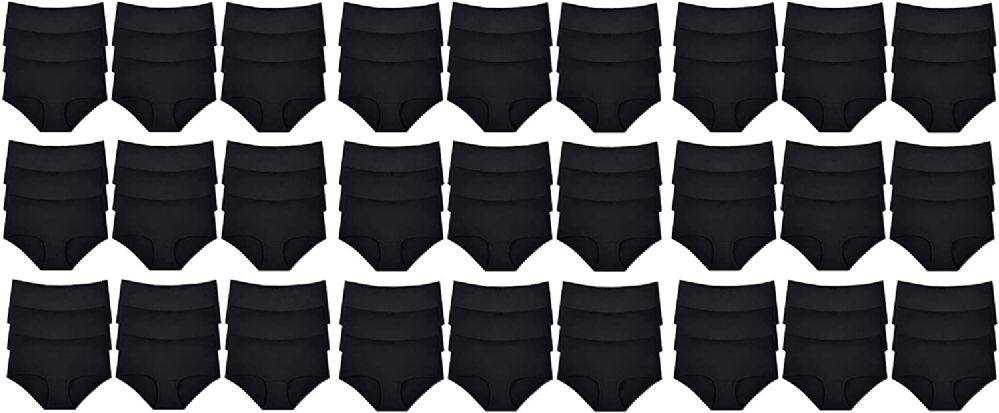 48 Pieces of Yacht And Smith 95% Cotton Women's Underwear In Black, Size Xlarge