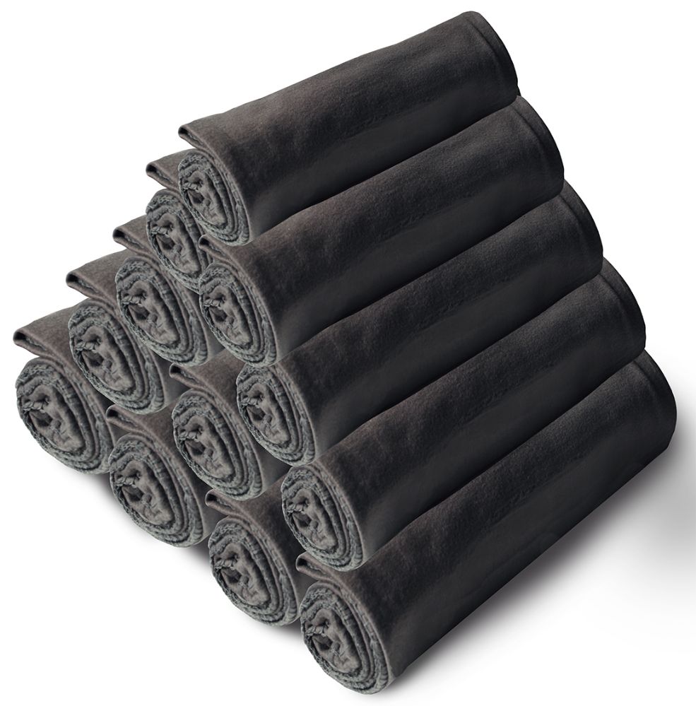 12 Pieces of Yacht & Smith Fleece Lightweight Blankets Solid Gray 50x60 Inches