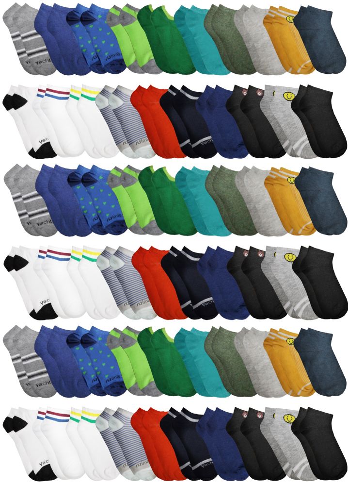 5000 Wholesale Yacht & Smith Assorted Pack Of Boys Low Cut Printed Ankle Socks Bulk Buy