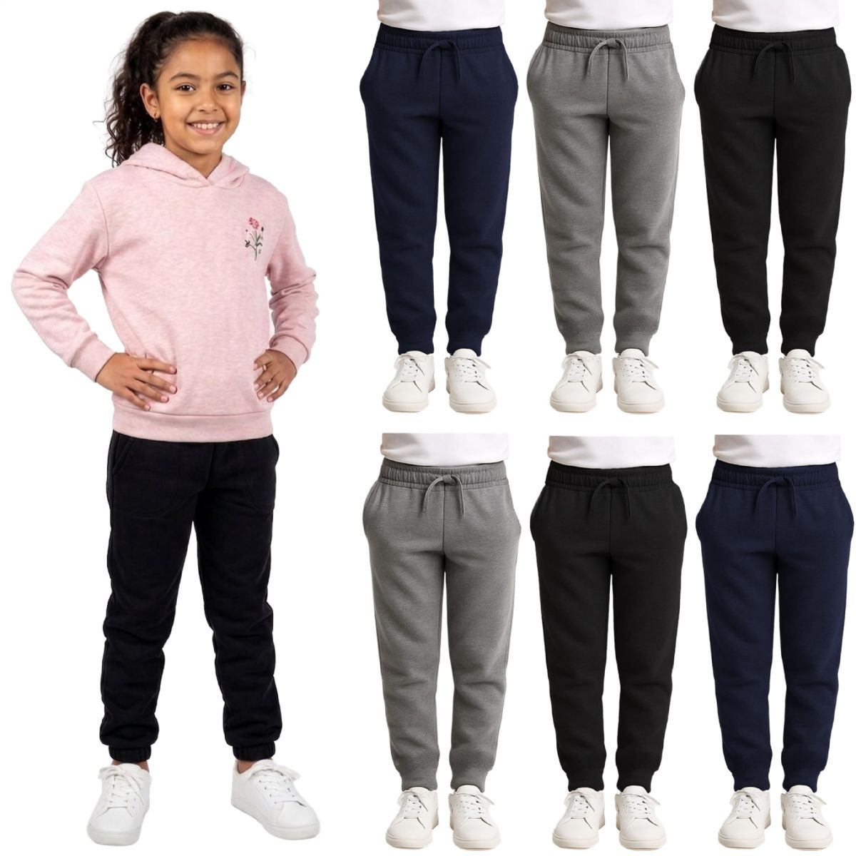 Yacht & Smith Girls Assorted Fleece Jogger Pants Size M