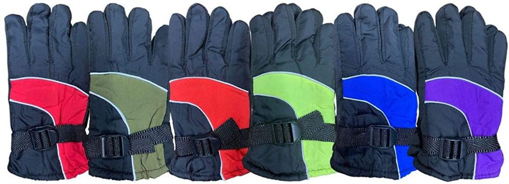 6 Pairs of Yacht & Smith Kids Ski Glove, Fleece Lined Water Resistant Bulk Kids Winter Gloves (6 Pack Assorted)