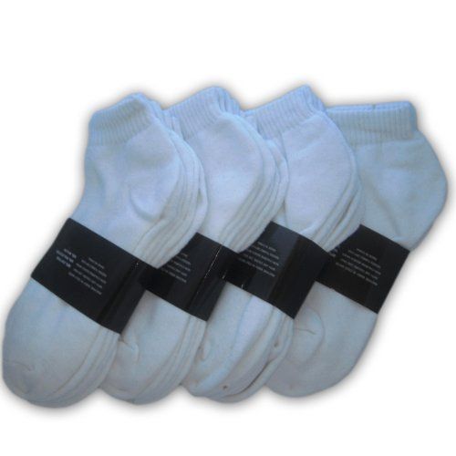 48 pairs of Yacht & Smith Men's Cotton Terry Cushioned No Show Ankle Socks, Size 10-13 White