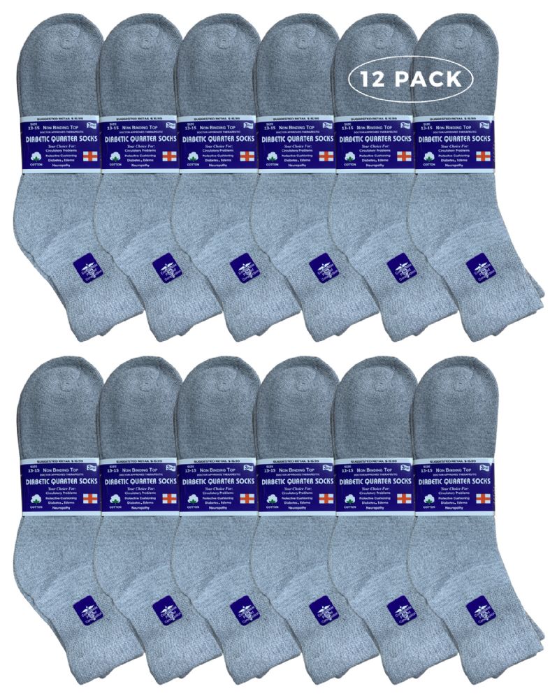 12 of Yacht & Smith Men's Loose Fit NoN-Binding Cotton Diabetic Ankle Socks, Gray King Size 13-16