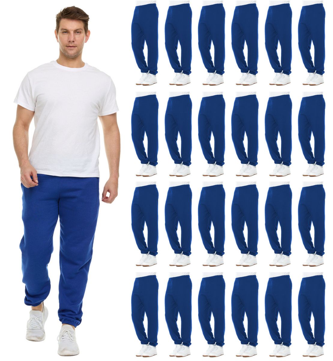 24 Pieces Yacht Smith Mens Fleece Jogger Pants Royal Blue Size L Mens Sweatpants