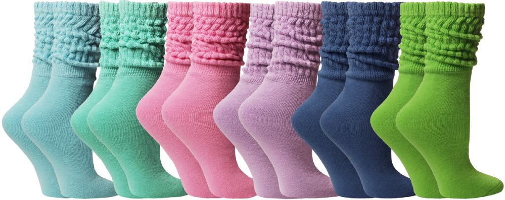 6 Pairs of Yacht & Smith Slouch Socks For Women, Assorted Nature Colors, Sock Size 9-11