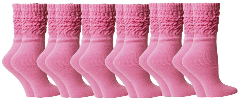 6 Pairs of Yacht & Smith Slouch Socks For Women, Solid Pink, Sock Size 9-11