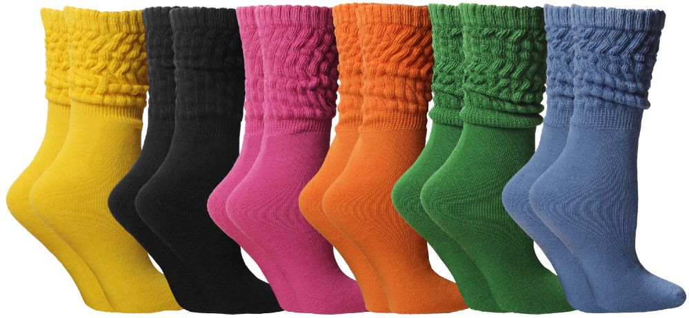 6 Pairs of Yacht & Smith Slouch Socks For Women, Assorted Bold Bright Sock Size 9-11