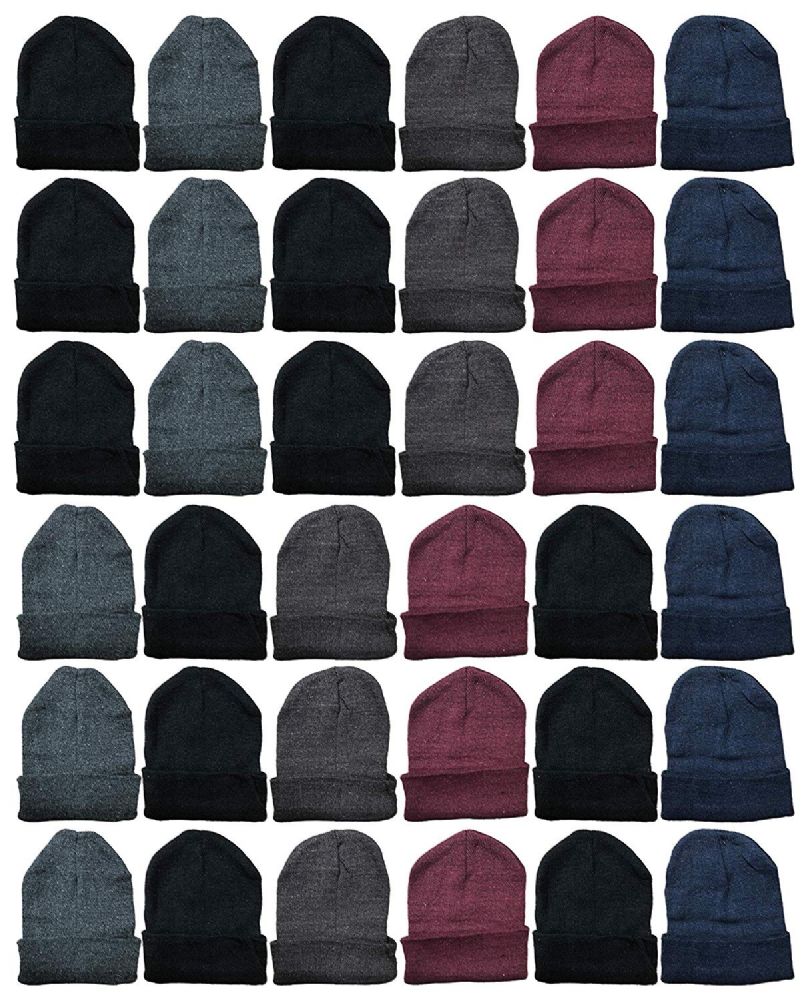 288 Pieces of Yacht & Smith Unisex Assorted Dark Colors Adult Winter Beanies