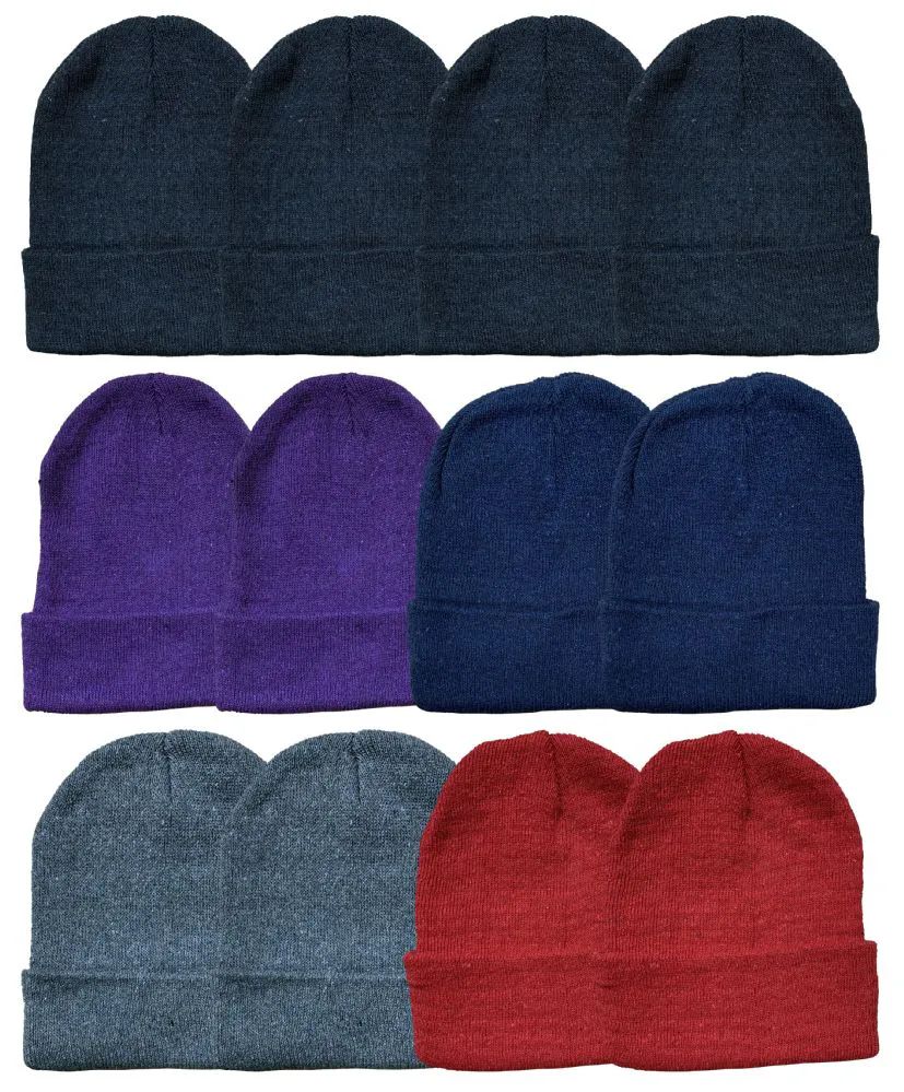 24 Pieces of Yacht & Smith Kids Winter Beanies In Dark Assorted Colors