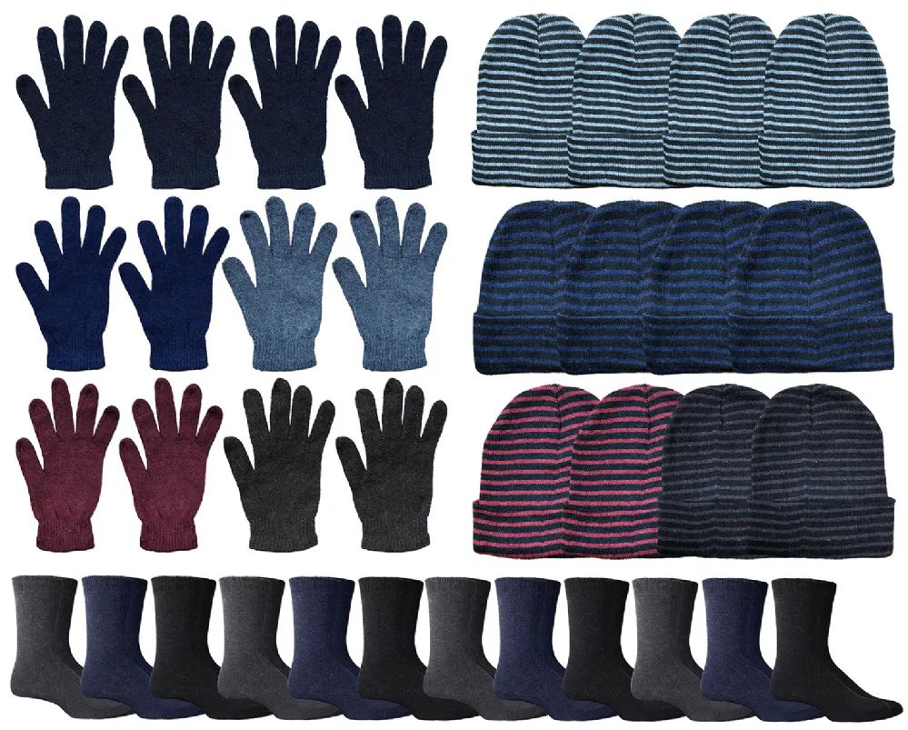 36 Wholesale Yacht & Smith Wholesale Thermal Socks , Magic Gloves And Beanie Set For Men