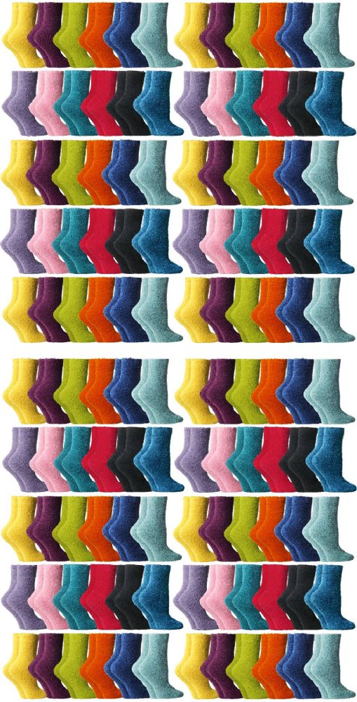 120 Pairs of Yacht & Smith Women's Assorted Bright Solid Color Fuzzy Socks, Size 9-11